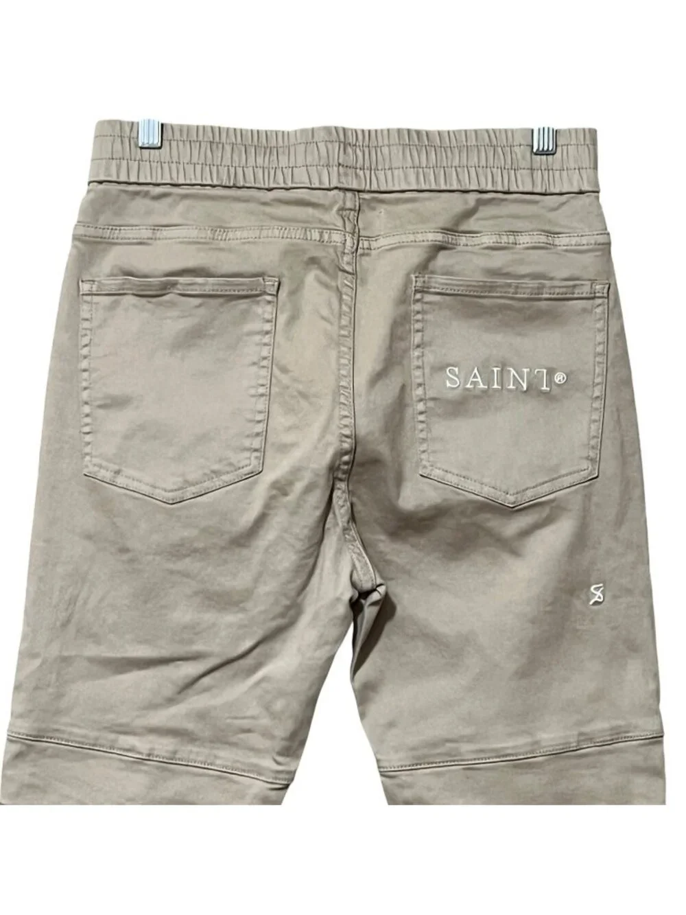 Saint Morta Men Abolished Jogger Pants S Bone Cotton Moto Distressed Streetwear